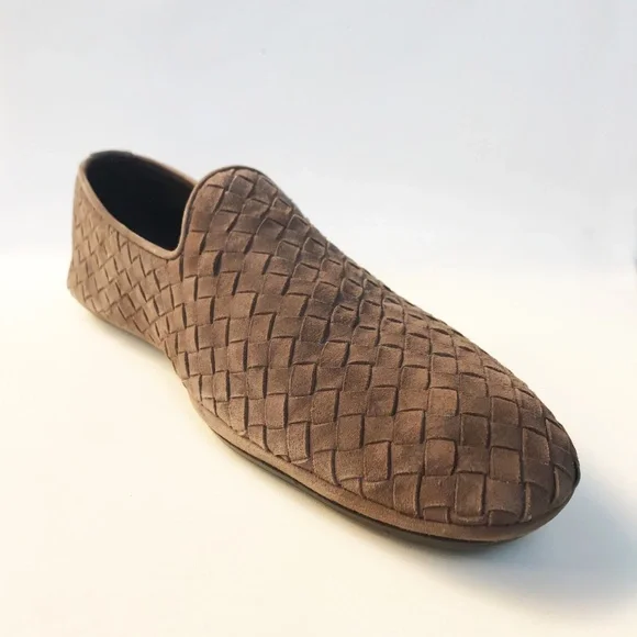 BOTTEGA VENETA ITALIAN BEIGE GENUIN LEATHER CASUAL LOAFERS MEN'S SHOE SIZE 42